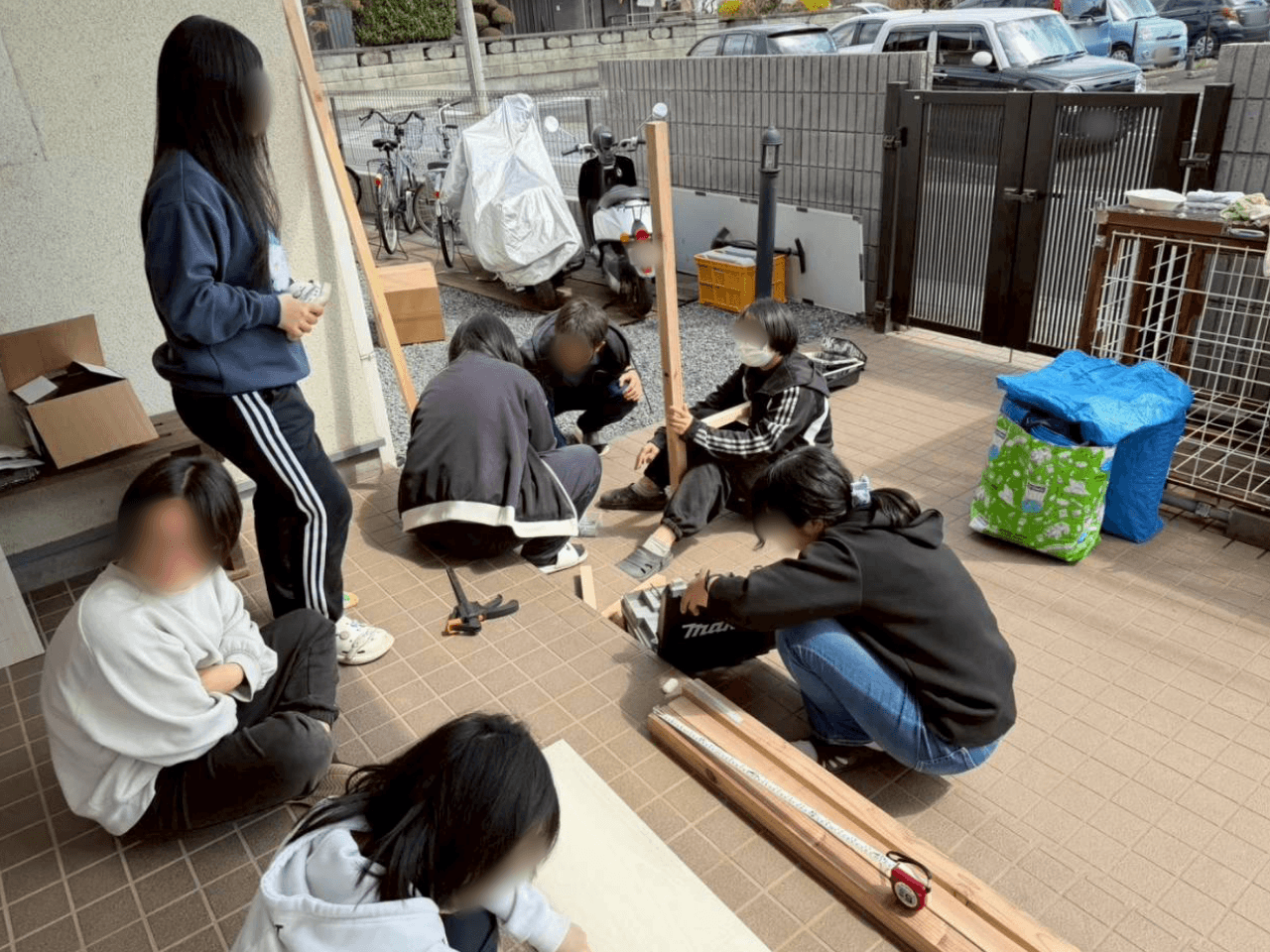 外での作業